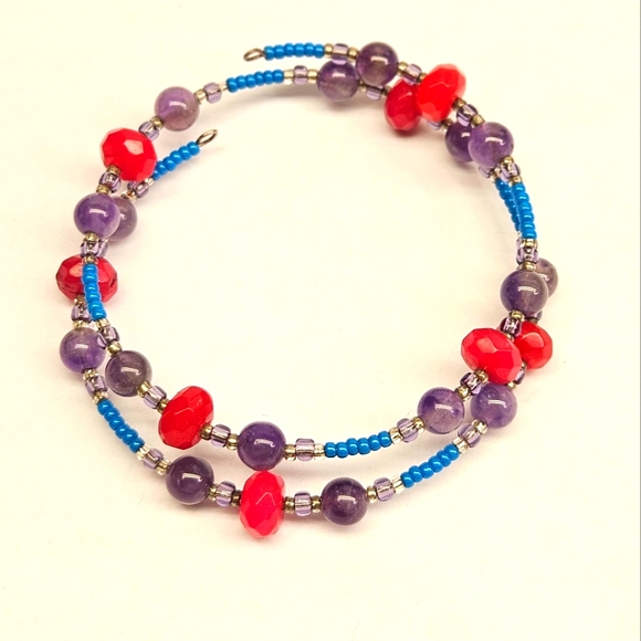 Amethyst Memory Wire Bracelet - Picture 4 of 5